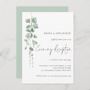 Elegant Eucalyptus Wedding Evening Reception Invitation