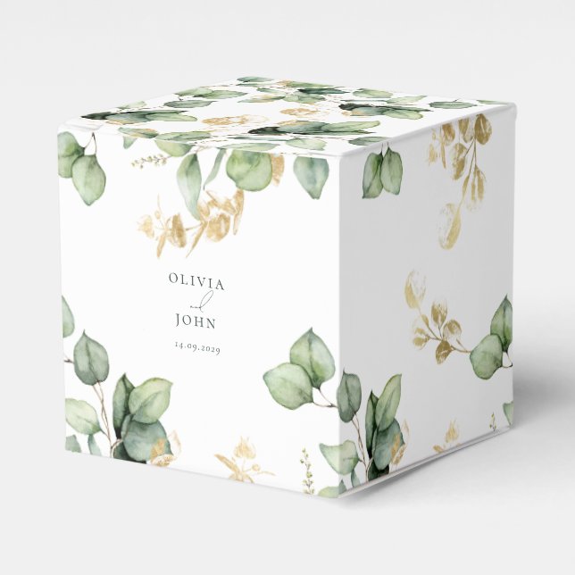 Elegant  Eucalyptus Wedding Favor Boxes (Front Side)