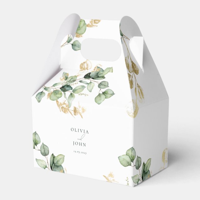 Elegant  Eucalyptus Wedding Favor Boxes (Front Side)