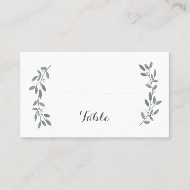 Elegant Eucalyptus Wedding Flat Seating Place Card (Front)