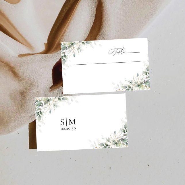 Elegant Eucalyptus Wedding Folded Place Cards (Creator Uploaded)