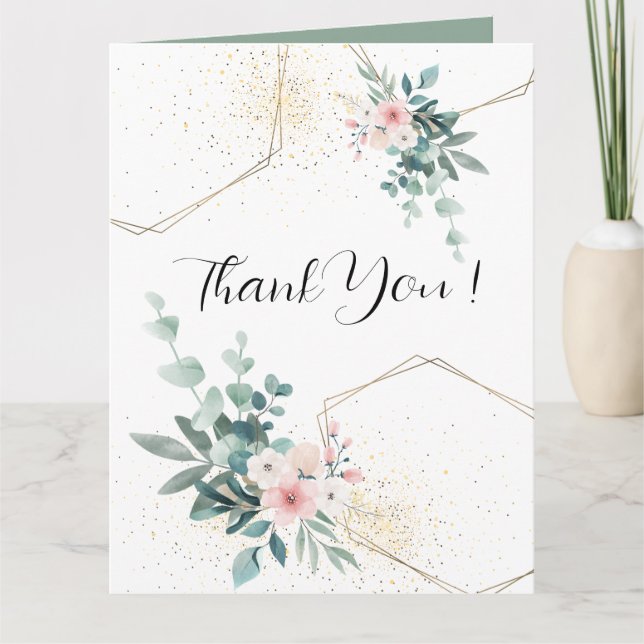 Elegant Eucalyptus Wedding Folded Thank You Card (Front)