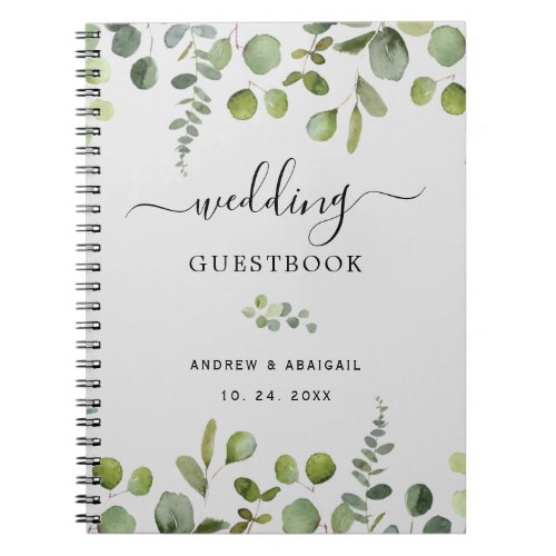Elegant Eucalyptus Wedding Guestbook Notebook