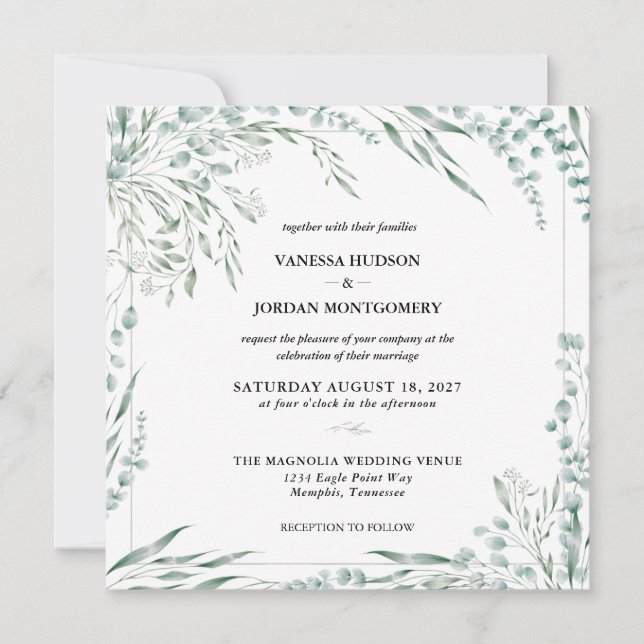 Elegant Eucalyptus Wedding  Invitation (Front)
