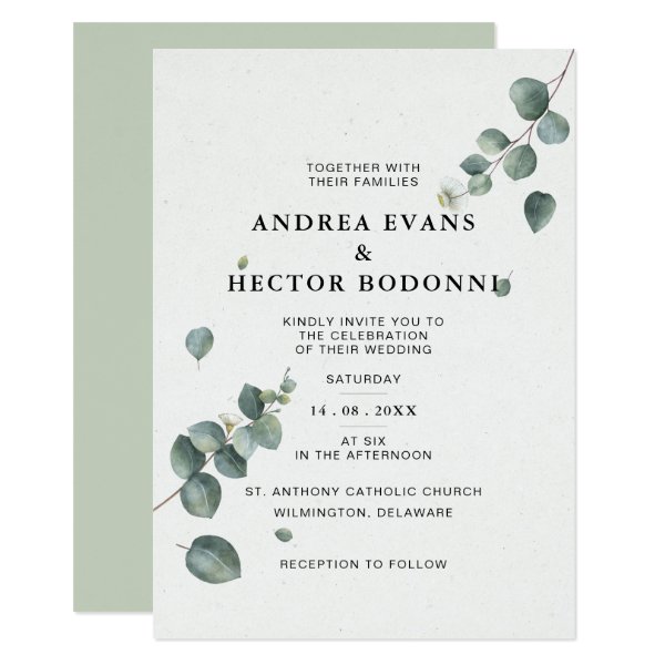 Elegant Eucalyptus Wedding Invitation