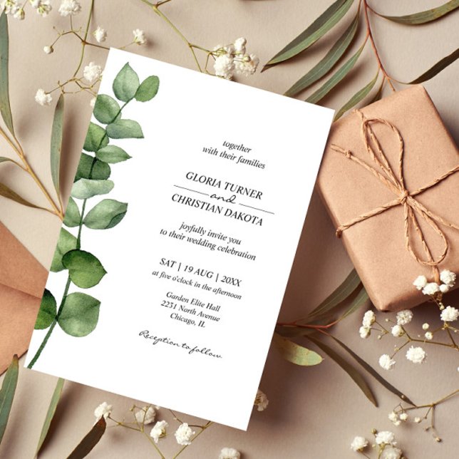 Elegant Eucalyptus Wedding Invitation (Creator Uploaded)