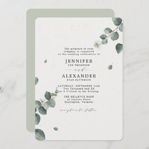 Elegant Eucalyptus Wedding Invitation