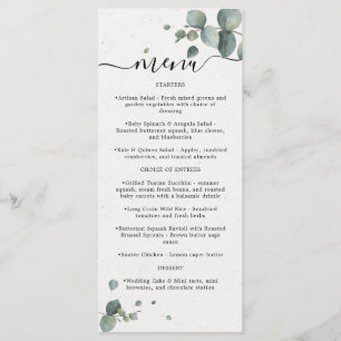 Elegant Eucalyptus Wedding Menu