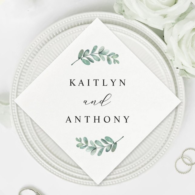 Elegant Eucalyptus Wedding Napkins (Creator Uploaded)