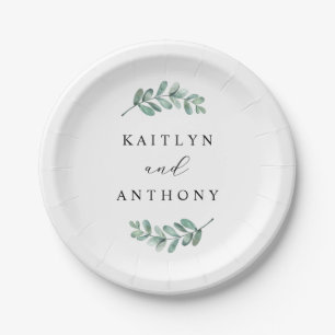 Elegant Eucalyptus Wedding Paper Plates