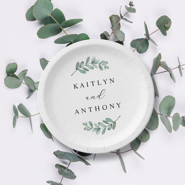 Elegant Eucalyptus Wedding Paper Plates (Creator Uploaded)