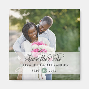 Elegant eucalyptus wedding photo save the date  magnet
