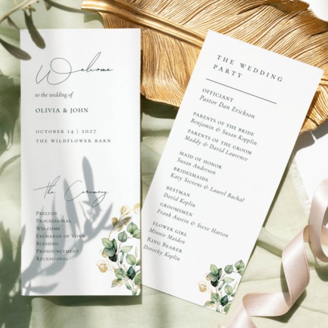 Elegant Eucalyptus Wedding Program (Creator Uploaded)