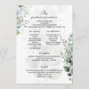 Elegant Eucalyptus Wedding Program Itinerary Cards