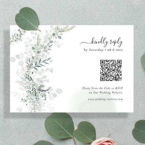 Elegant Eucalyptus Wedding QR Code RSVP Enclosure Card