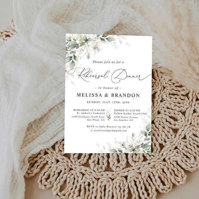 Elegant Eucalyptus Wedding Rehearsal Dinner Invitation (Creator Uploaded)