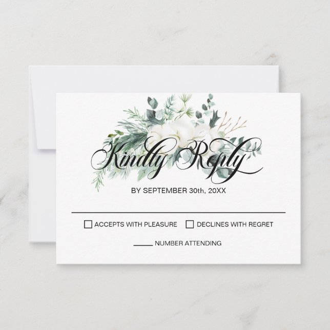 Elegant Eucalyptus Wedding RSVP (Front)