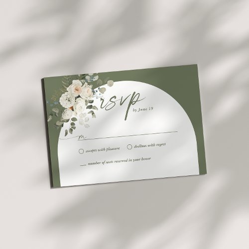 Elegant Eucalyptus Wedding RSVP Arch  Enclosure Card