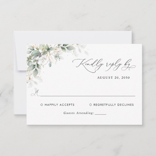  Elegant Eucalyptus Wedding RSVP Card (Front)