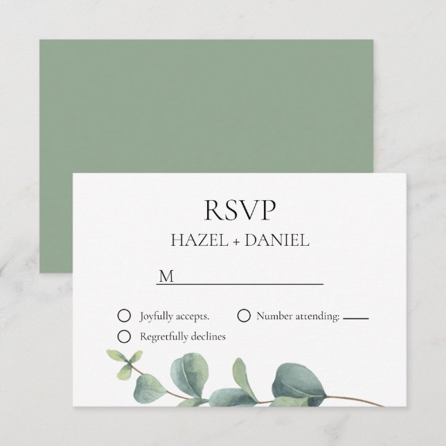 Elegant Eucalyptus Wedding RSVP Card (Front/Back)