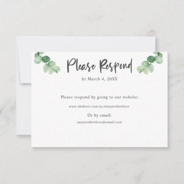Elegant Eucalyptus wedding RSVP Online Website (Front)