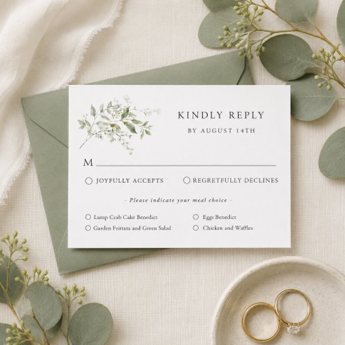 Elegant Eucalyptus Wedding RSVP With Meal Choice Enclosure Card