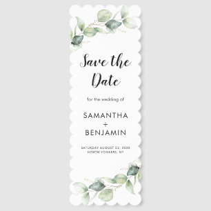 Elegant Eucalyptus Wedding Save the Date Bookmarks