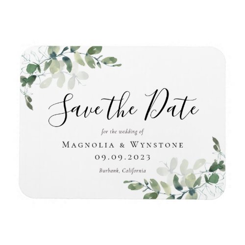 Elegant Eucalyptus Wedding Save the Date Magnet