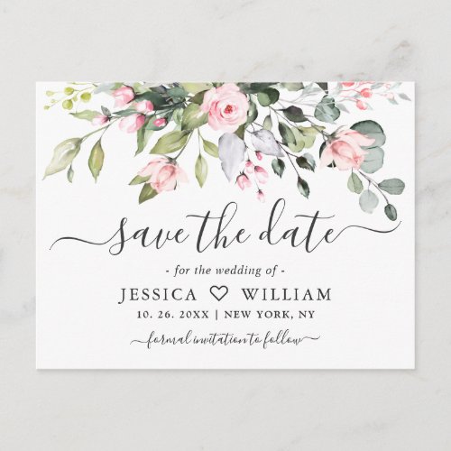 Elegant Eucalyptus Wedding Save the Date Postcard