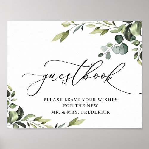 Elegant Eucalyptus Wedding Sign Our Guestbook