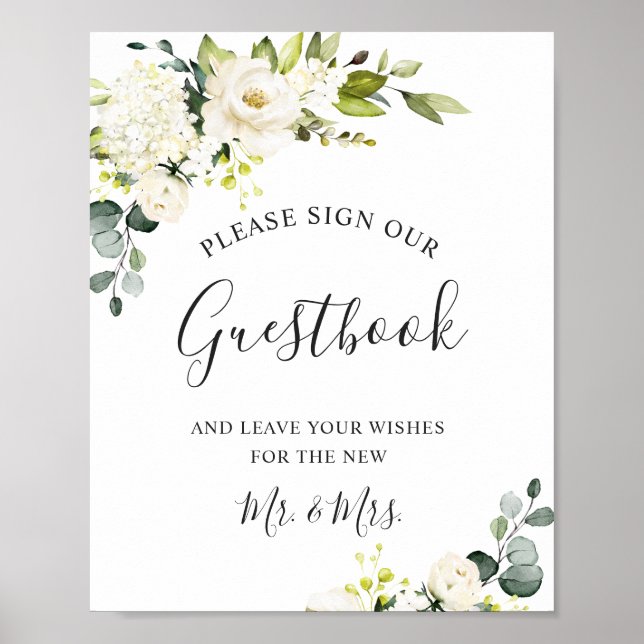 Elegant Eucalyptus Wedding Sign Our Guestbook (Front)