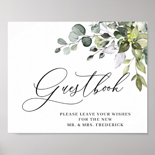 Elegant Eucalyptus Wedding Sign Our Guestbook