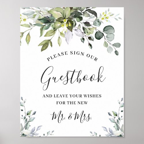 Elegant Eucalyptus Wedding Sign Our Guestbook