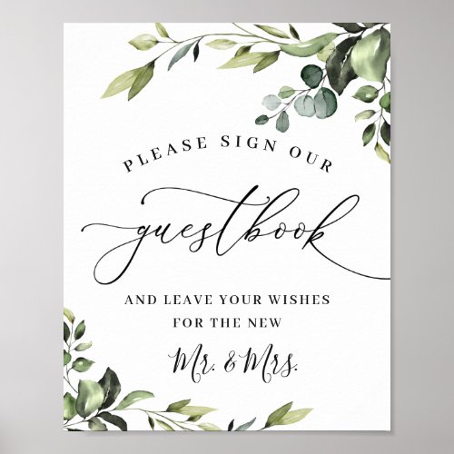 Elegant Eucalyptus Wedding Sign Our Guestbook