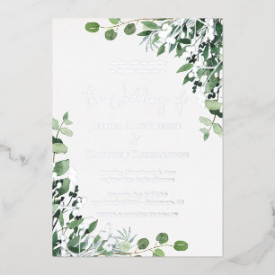 Elegant Eucalyptus Wedding Silver Foil Invitation