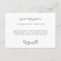 Elegant Eucalyptus Wedding Suite Insert Card