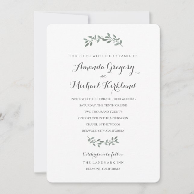 Elegant Eucalyptus Wedding Suite Invitation (Front)