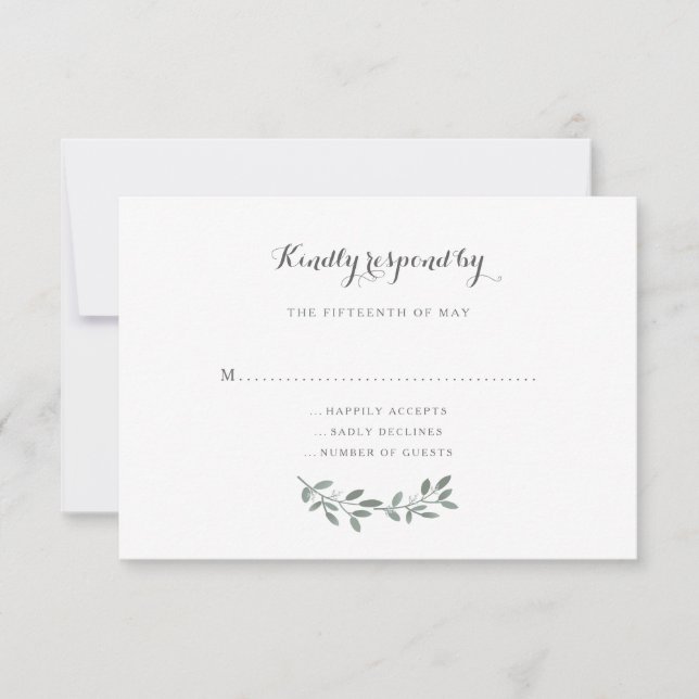 Elegant Eucalyptus Wedding Suite Response RSVP (Front)