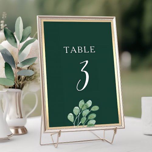 Elegant Eucalyptus Wedding Table Number