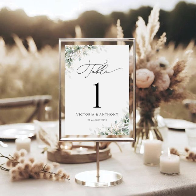 Elegant Eucalyptus Wedding Table Numbers (Creator Uploaded)
