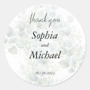 Elegant Eucalyptus Wedding Thank You Favor Sticker