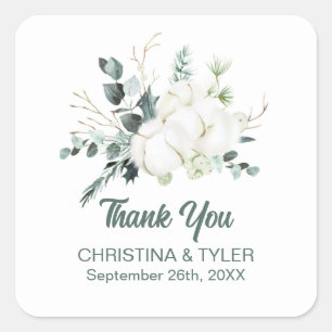 Elegant Eucalyptus Wedding Thank You Square Sticker