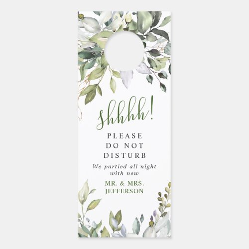 Elegant Eucalyptus Wedding Welcome Do Not Disturb Door Hanger