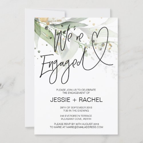 Elegant Eucalyptus Were Engaged Engagement Party Invitation