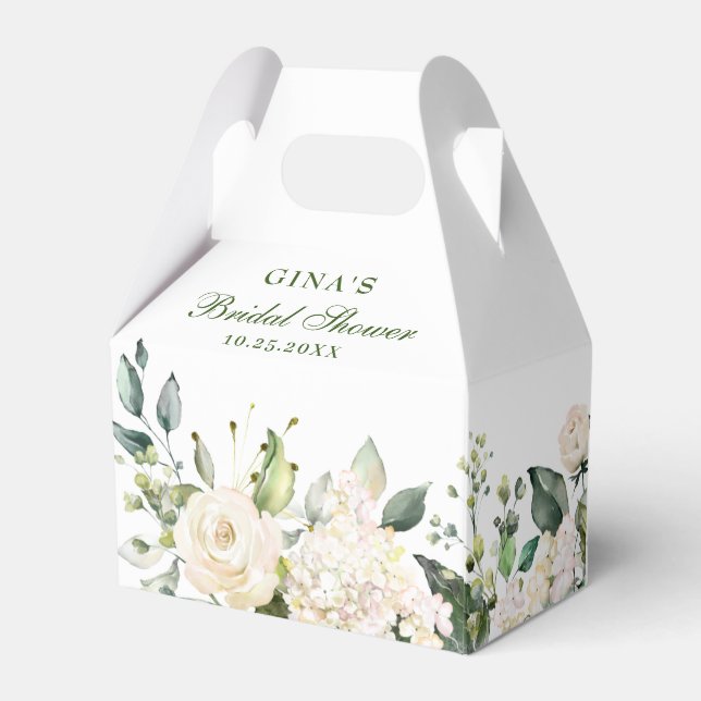 Elegant Eucalyptus White Blush Hydrangea Favor Boxes (Back Side)
