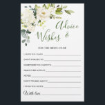 Elegant Eucalyptus White Rose Wishes & Advice Card<br><div class="desc">Watercolor Eucalyptus Wishes & Advice Card.
Personalize with the bride to be's name and date of shower. 
For further customization,  please click the "customize further" link. If you need help,  contact me please.</div>