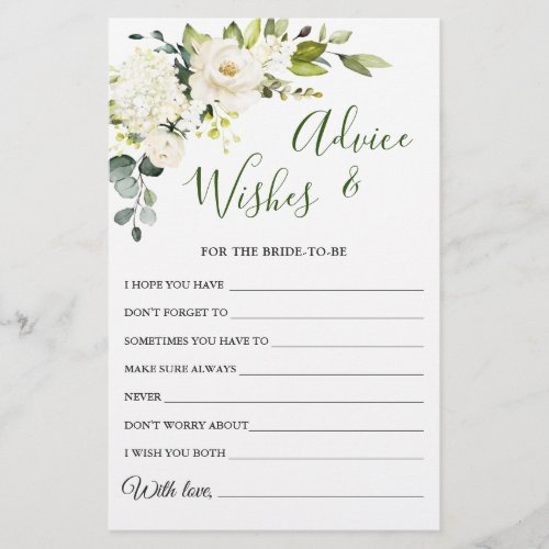 Elegant Eucalyptus White Rose Wishes  Advice Card