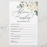 Elegant Eucalyptus White Rose Wishes & Advice Card<br><div class="desc">Watercolor Eucalyptus Wishes & Advice Card.
Personalize with the bride to be's name and date of shower. 
For further customization,  please click the "customize further" link. If you need help,  contact me please.</div>