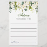 Elegant Eucalyptus White Rose Wishes & Advice Card<br><div class="desc">Watercolor Eucalyptus Wishes & Advice Card.
Personalize with the bride to be's name and date of shower. 
For further customization,  please click the "customize further" link. If you need help,  contact me please.</div>