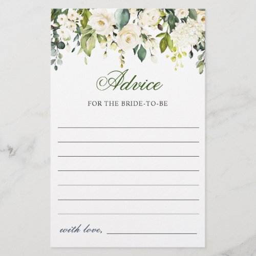 Elegant Eucalyptus White Rose Wishes  Advice Card